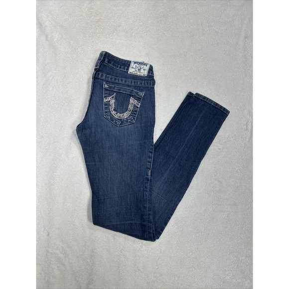 True Religion Section Skinny Blue Denim Jeans Women's Size 27 USA Made 27x33 - Picture 1 of 10